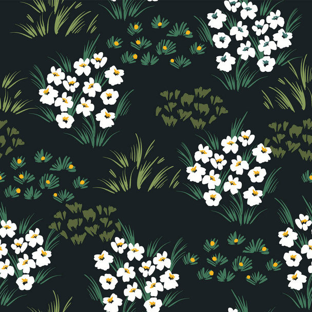 Abstract floral seamless pattern with chamomile. Trendy hand drawn textures. - Vector, imagen