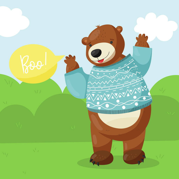 Cartoon vector brown grizzly bear.Boo - Vektor, obrázek