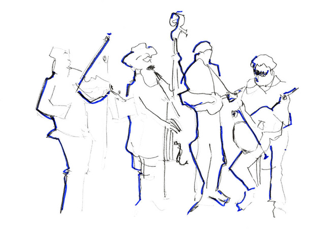 Рисунок эскиза музыкальной группы - Фото, изображение