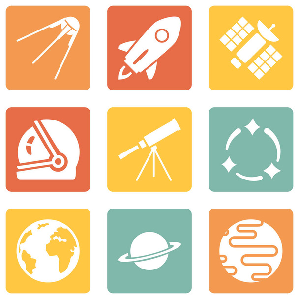 Vector Set of Space Icons. Astronomy Symbols. - Vector, Image