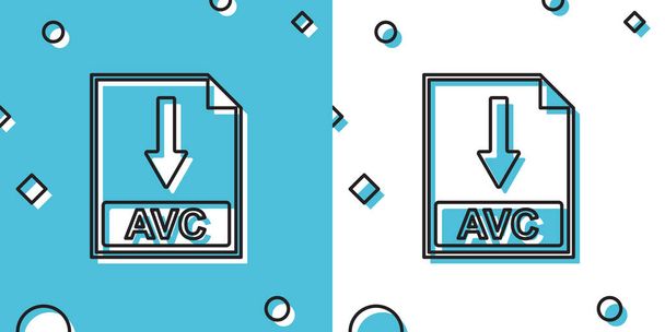 Black AVC file document icon. Download AVC button icon isolated on blue and white background. Random dynamic shapes. Vector Illustration - Vector, Image