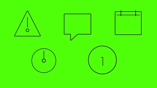 Vlakke lijnen geanimeerde pictogrammen elementen op groen scherm chroma sleutel - Video