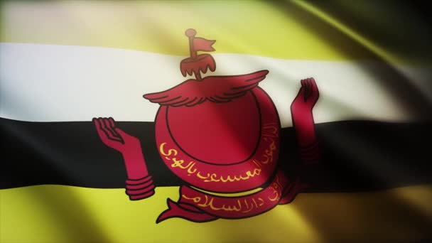 4k Μπρουνέι Εθνική σημαία ρυτίδες στον άνεμο αδιάλειπτη βρόχο φόντο. - Πλάνα, βίντεο