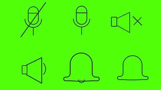 Flache Linien animierte Symbole Elemente auf grünem Bildschirm Chroma-Taste - Filmmaterial, Video