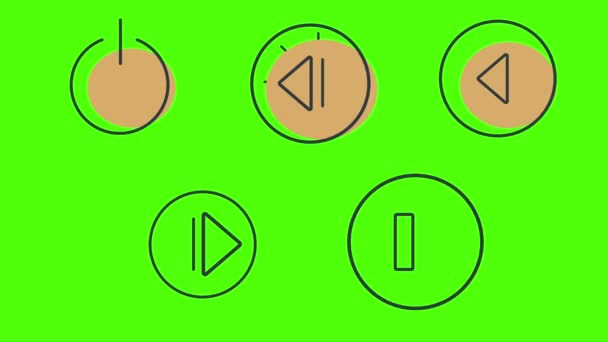 Linie płaskie animowane elementy ikon reflektorów na zielonym ekranie chroma key - Materiał filmowy, wideo