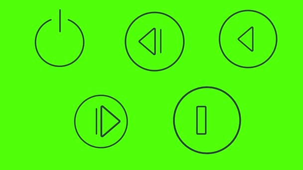 Ploché čáry animované ikony prvky na zelené obrazovce chroma klávesy - Záběry, video