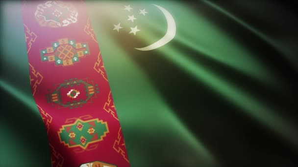4k Τουρκμενιστάν Εθνική σημαία ρυτίδες στον άνεμο αδιάλειπτη βρόχο φόντο. - Πλάνα, βίντεο