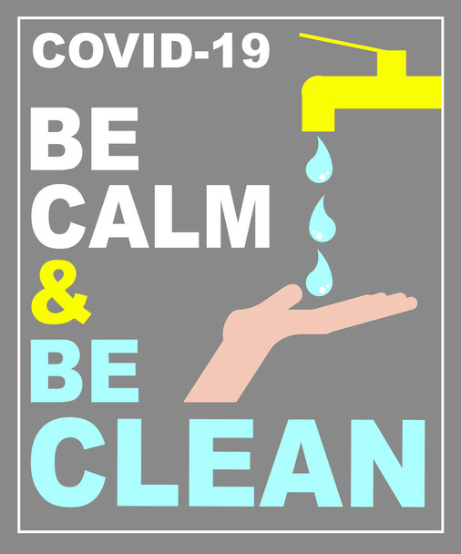 Póster de medidas de precaución para la pandemia de covid-19, manténgase limpio y lávese las manos
 - Vector, Imagen