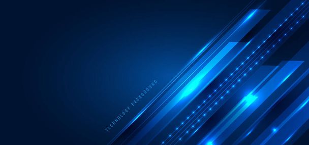 Abstract technology digital futuristic concept diagonal stripes lines with glowing light rays speed motion on dark blue background. Science energy. Vector illustration - Vector, Image