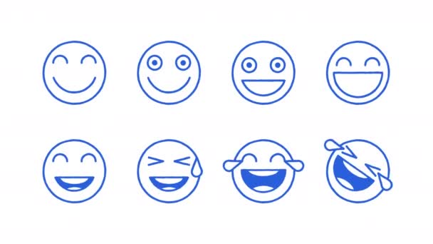 Doodle emoticons stickers set smiles laughter. Transparent background. Looping starts from 2s - Footage, Video