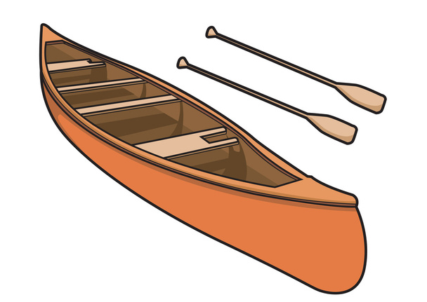 Canoa con paleta en ilustración vectorial
 - Vector, imagen