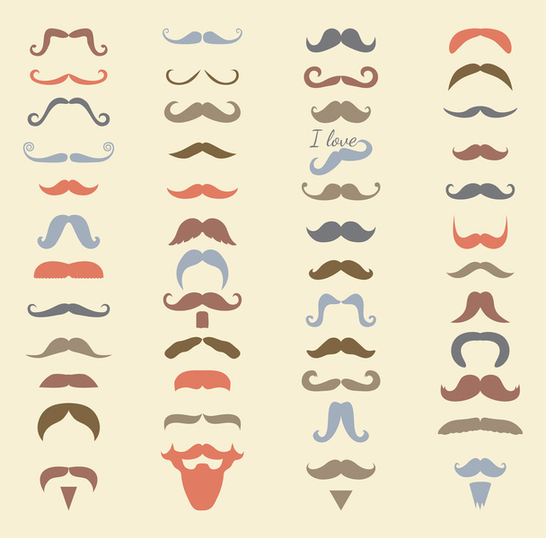 Vector colorful mustache icon set - Διάνυσμα, εικόνα