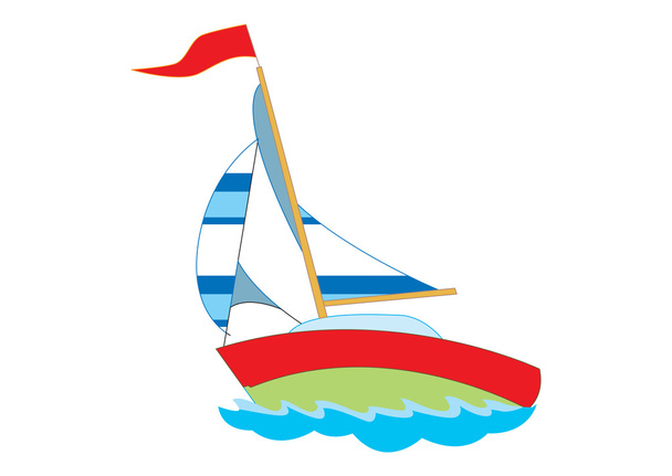 Cute Yacht for Children in Vector Illustration - Vector, Image