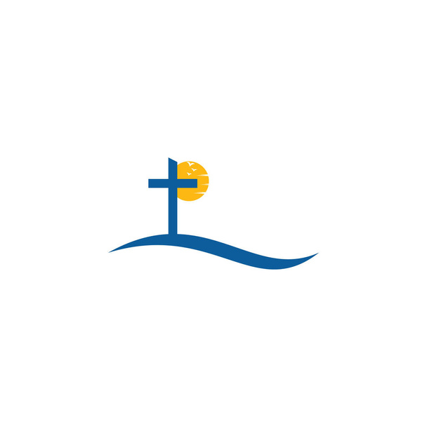 Pessoas igreja vetor logotipo modelo de design. Igreja e logotipo organização cristã
. - Vetor, Imagem