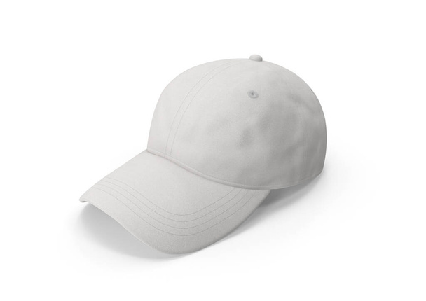 Realisztikus kalap fehér baseball sapka és ár címke elszigetelt mockup 3D renderelés - Fotó, kép