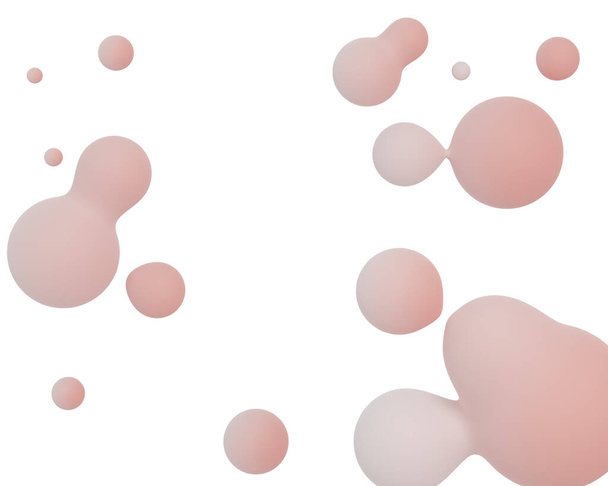 3d renderizado de salpicadura de leche aislado sobre fondo azul. Fluidos gotas, jabones burbujas, manchas que flotan en el aire. Concepto de idea creativa holográfica
. - Foto, imagen