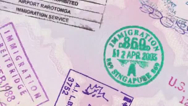 Animación Panorámica sobre sellos en un pasaporte europeo
 - Metraje, vídeo