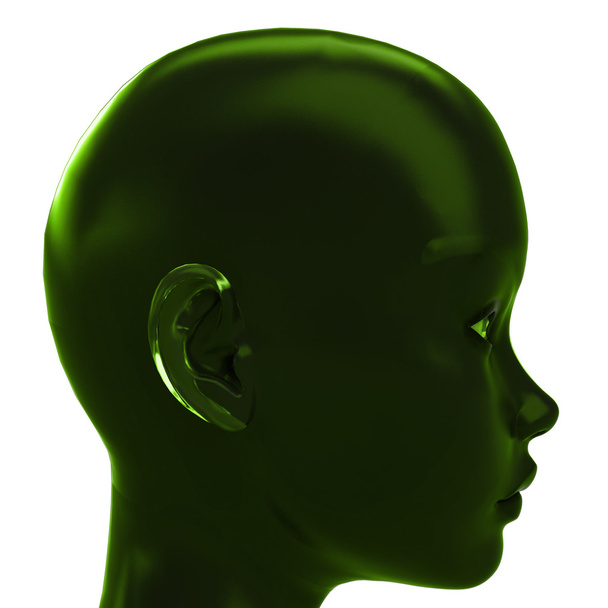 θέα πράσινο προφίλ στο ανθρώπινο κεφάλι με οικολογικές ιδέες - Φωτογραφία, εικόνα