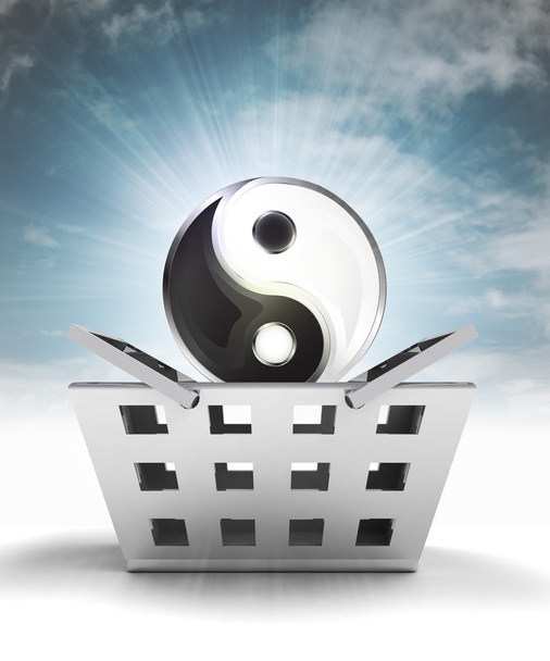 yin yang harmonie comme marchandises commerciales avec fusée éclairante du ciel
 - Photo, image