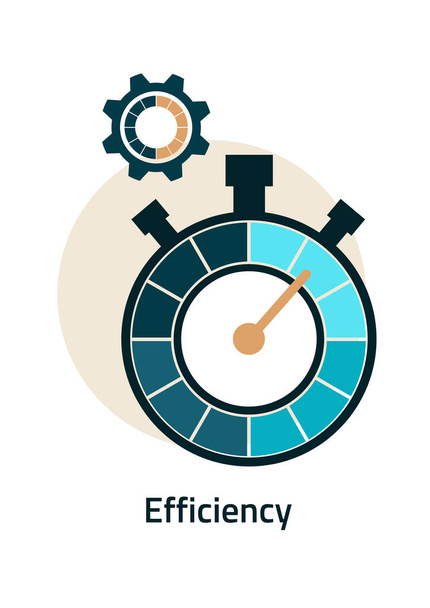 Creative icon for efficiency, productivity. Sign of a stopwatch, gears. Flat design. Vector illustration - Vector, Image