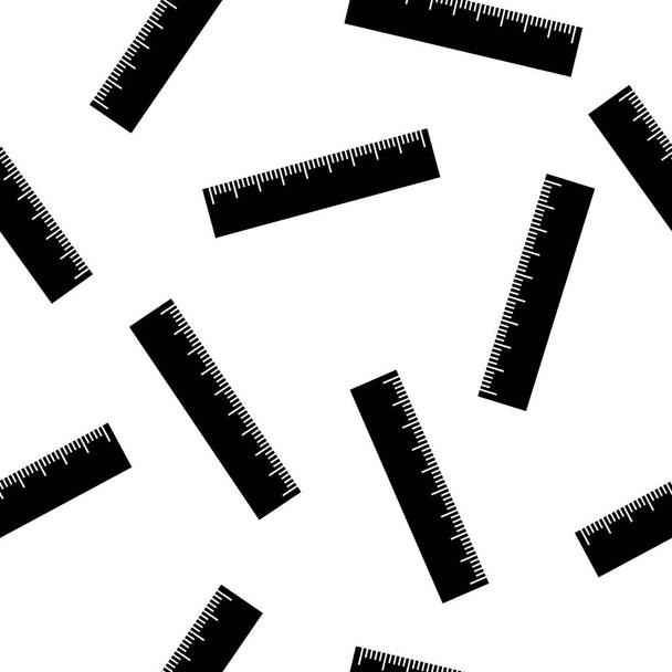 Black Ruler ikon elszigetelt zökkenőmentes minta fehér háttér. Egyenes élű szimbólum. Vektorillusztráció - Vektor, kép