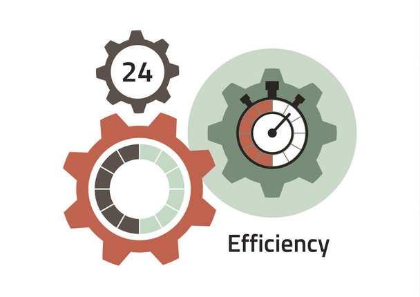 Icono creativo para la eficiencia, la productividad. Signo de un cronómetro, engranajes. Diseño plano. Ilustración vectorial
 - Vector, imagen