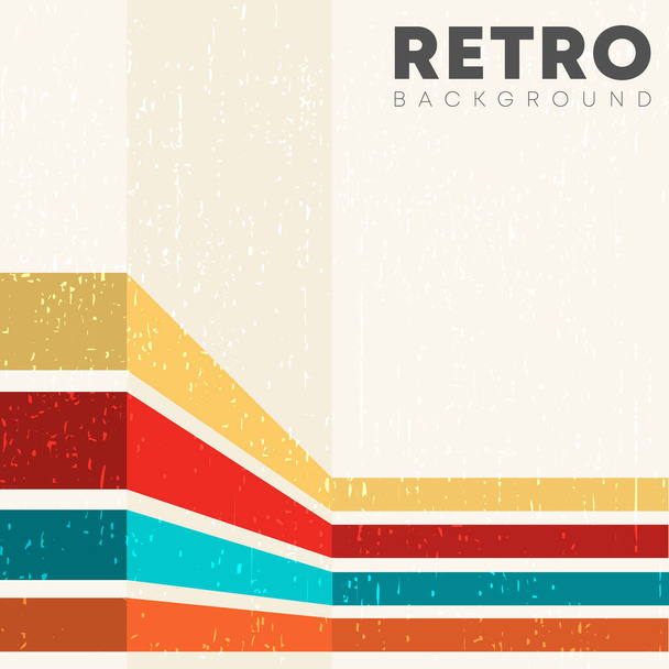 Linear background with retro grunge texture and vintage colored stripes. Vector illustration. - Vector, Image