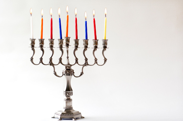 Hanukkah menorah - Eighth day of Hanukkah - Photo, Image