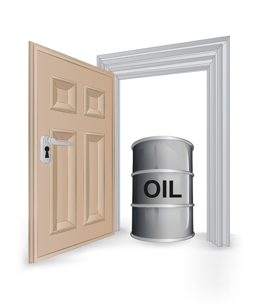 marco de puerta aislada abierta con el barril de petróleo vector
 - Vector, imagen