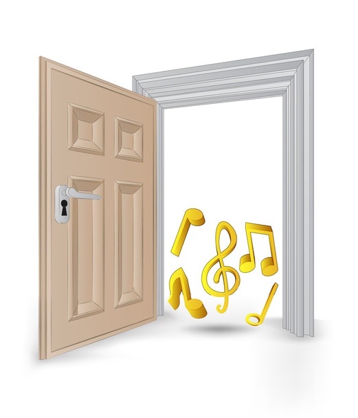 open isolated doorway frame with music sound vector - Vector, Image