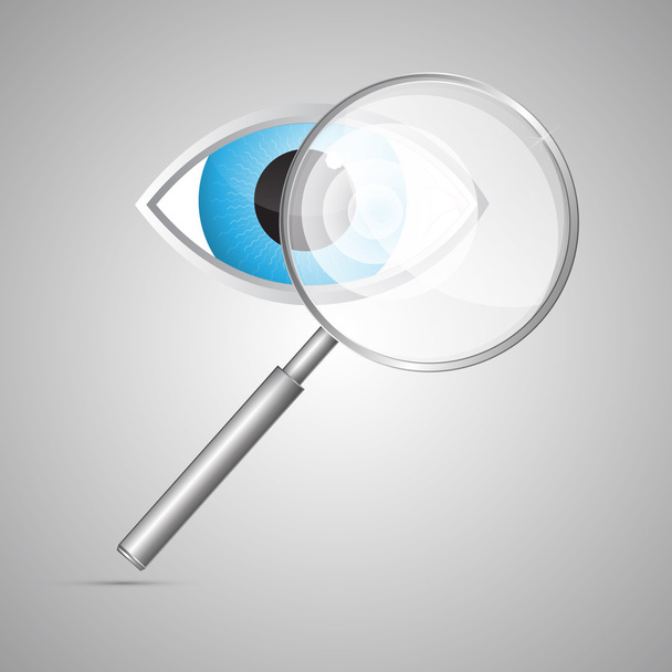 Vector Magnifying Glass and Blue Eye - Vector, Image