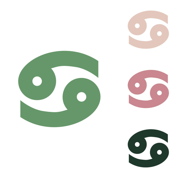 Ilustrace nápisu rakoviny. Ruská zelená ikona s malými džungle zelené, fialové a pouštní písek ty na bílém pozadí. - Vektor, obrázek