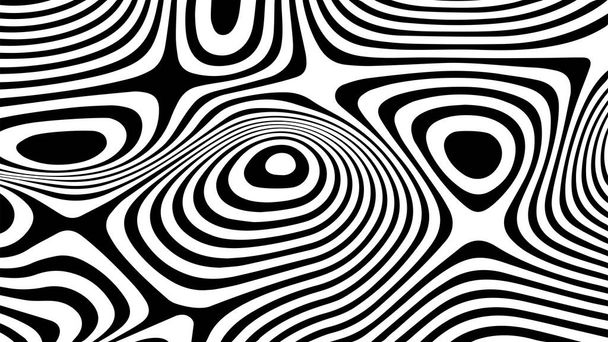 Vektor optikai illúzió fekete-fehér vonalakkal. - Vektor, kép