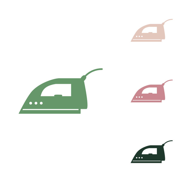 Glättung Eisen Zeichen. Russisch-grüne Ikone mit kleinen Dschungel-grünen, puce und Wüstensand-Ikonen auf weißem Hintergrund. - Vektor, Bild
