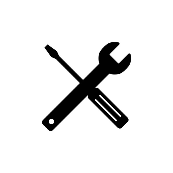 Reparatur-Symbol isoliert auf weißem Hintergrund. Schraubenschlüssel und Schraubenzieher-Symbol. Einstellungen Vektor-Symbol. Wartung. Werkzeuge - Vektor, Bild
