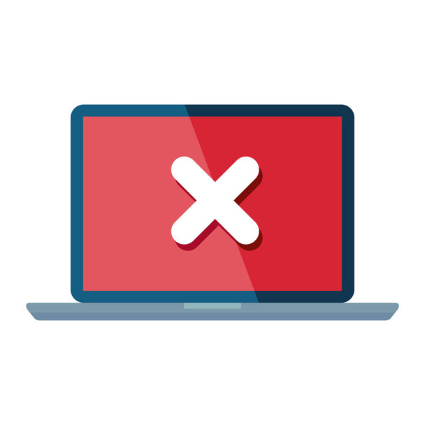 laptop with error notification icon - Vector, Image