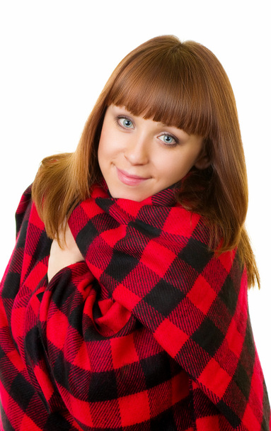 The beautiful young woman in checked plaid - Fotografie, Obrázek