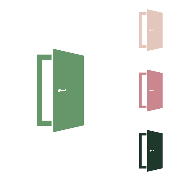 Приклад про двері. Російська зелена ікона з маленькими джунглями зеленим, пучком і піщаним піском на білому тлі.. - Вектор, зображення