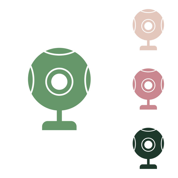 Chat Web-Kamera Zeichen. Russisch-grüne Ikone mit kleinen Dschungel-grünen, puce und Wüstensand-Ikonen auf weißem Hintergrund. - Vektor, Bild