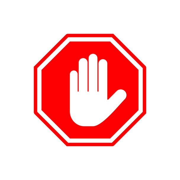 Ikona Stop na białym tle. Symbol dłoni. Ikona ręczna vecto - Wektor, obraz
