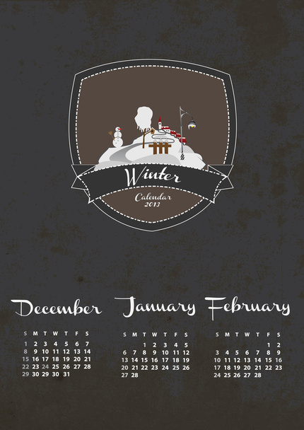 Kalendář 2013 zimní - Vektor, obrázek