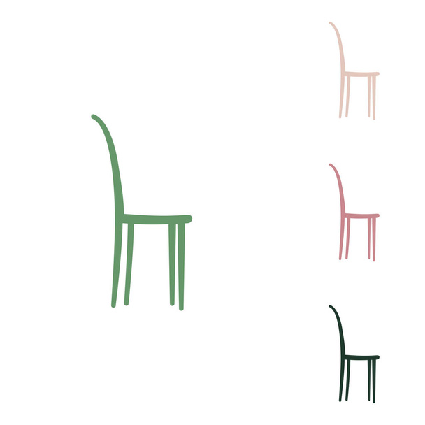 Ilustracja znaku krzesła. Rosyjska zielona ikona z małymi zielonymi, puszystymi i pustynnymi piaskami na białym tle. - Wektor, obraz