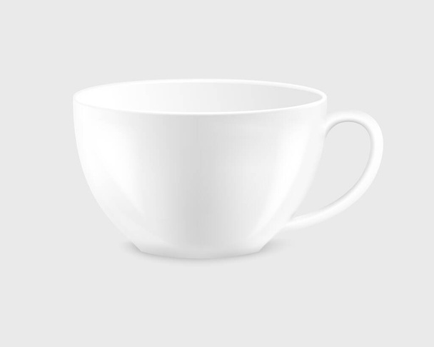realistic white ceramic cup isolated on white background. vector illustration for design - Vektör, Görsel