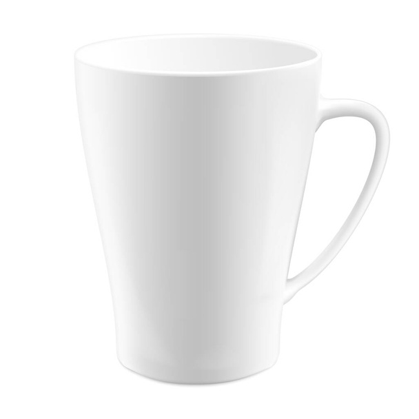 realistic white ceramic cup isolated on white background. vector illustration for design - Vektör, Görsel