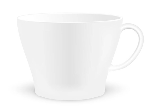 realistic white ceramic cup or coffee mugs isolated on white background. vector illustration for design - Vektör, Görsel
