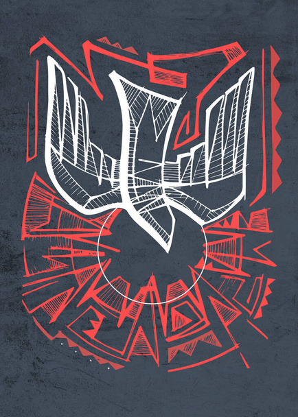 Digital illustration or drawing of an abstract minimal Holy Spirit symbol at Pentecost - Photo, Image