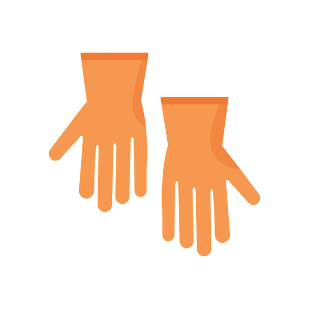 Orange latex medical gloves on white background. Vector - Διάνυσμα, εικόνα