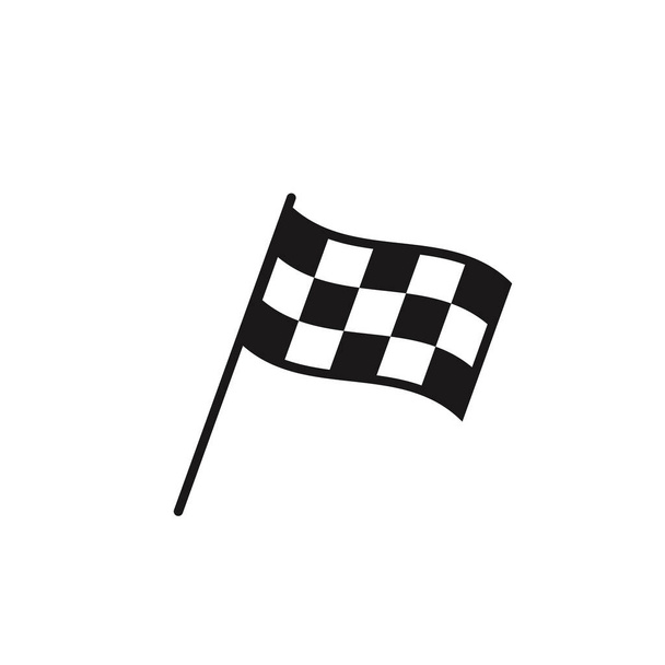 Καρό εικονίδιο αγωνιστικής σημαίας. Έναρξη σημαιών auto και moto αγώνων. Αθλητισμός αυτοκίνητο ανταγωνισμού σήμα νίκη - Διάνυσμα, εικόνα