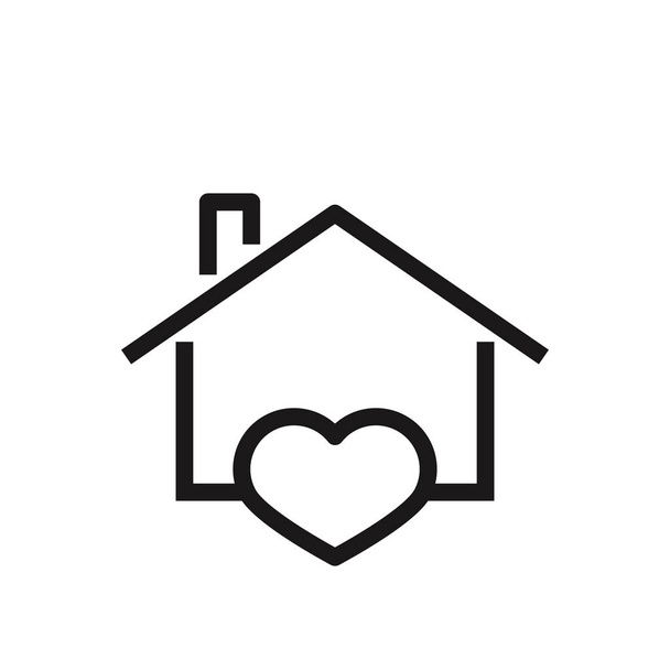 Heart with home shape designed as a logo or icon on white. Stock vector - Vector, Image