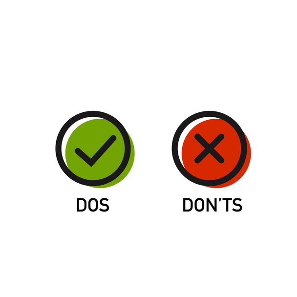 Do and Don 't Icon. Gutes und schlechtes Zeichen. Vektorillustration - Vektor, Bild